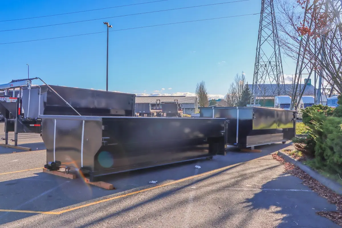 Roll-off dumpster ready for waste disposal at job site for Commercial Dumpster Rental in Bloomingdale